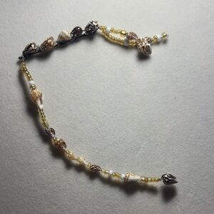 Chic Beaded Hair Pin with Gold and Cream Accents and Shells